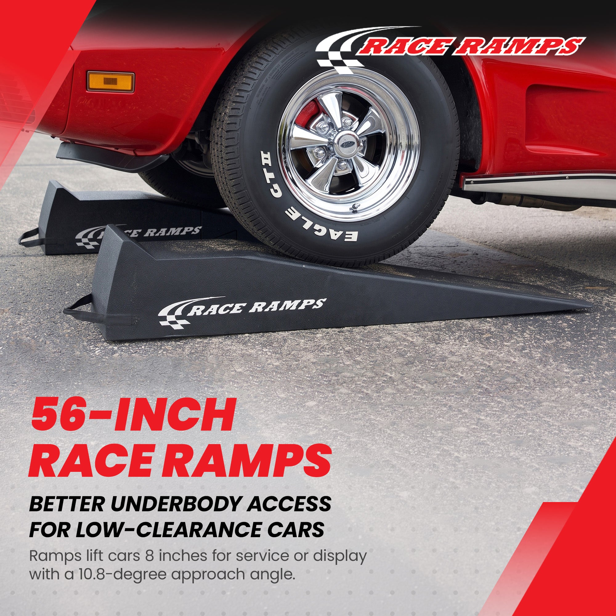 Race Ramps Lightweight Car Service Ramps for 10" Lift, Anti-Slip Black(Open Box) - VMInnovations