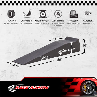 Race Ramps Lightweight Car Service Ramps for 10" Lift, Anti-Slip Black(Open Box) - VMInnovations