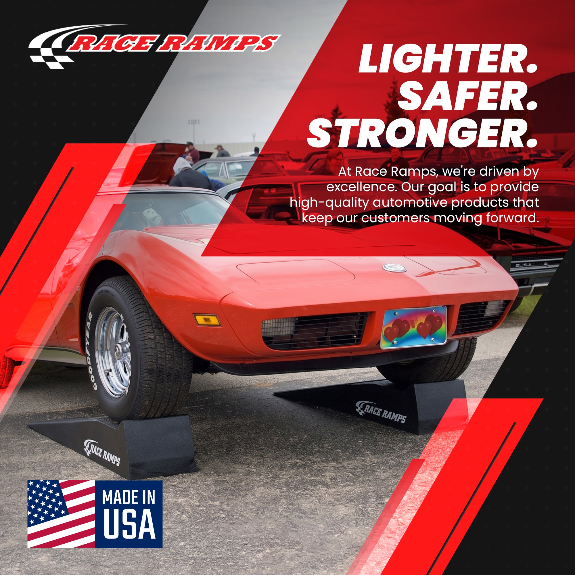 Race Ramps Lightweight Car Service Ramps for 10" Lift, Anti-Slip, RR-56, Black