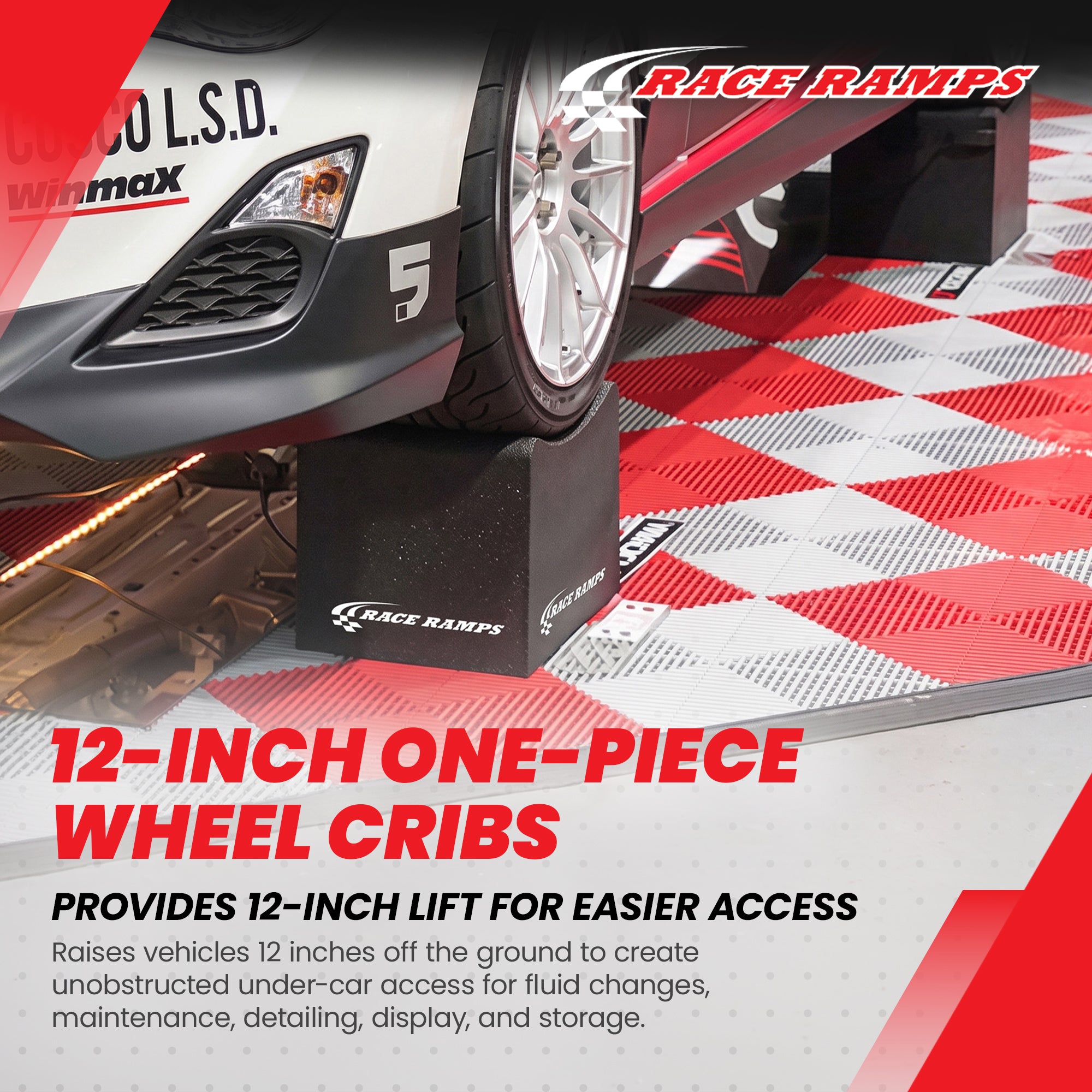 Race Ramps 12" Wheel Cribs for Car Maintenance & Display, RR-WC-12 (Open Box) - VMInnovations