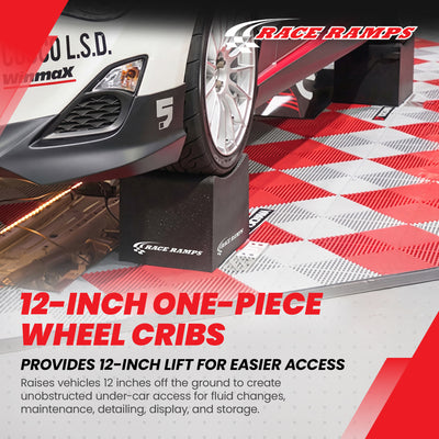 Race Ramps 12" Wheel Cribs for Car Maintenance & Display, RR-WC-12 (Open Box) - VMInnovations