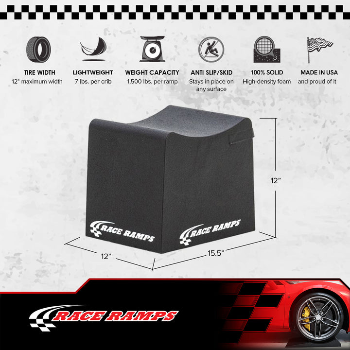Race Ramps 12 Inch Wheel Cribs for Car Maintenance and Display, RR-WC-12, Black