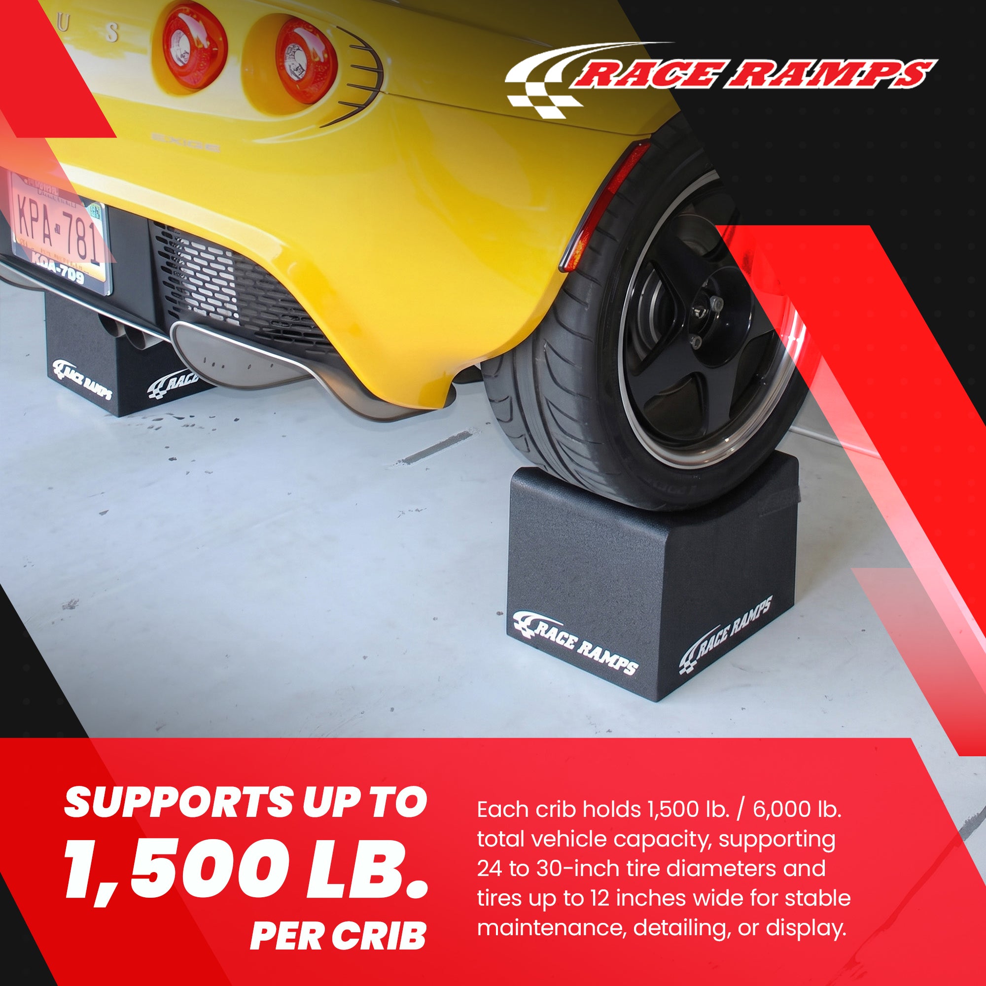 Race Ramps 12" Wheel Cribs for Car Maintenance & Display, RR-WC-12 (Open Box) - VMInnovations