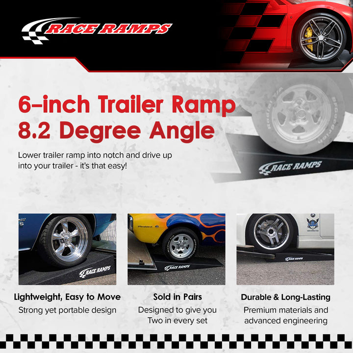 Race Ramps 6" Trailer Ramp Scratch Proof Lightweight Solid Core Design, RR-TR-6