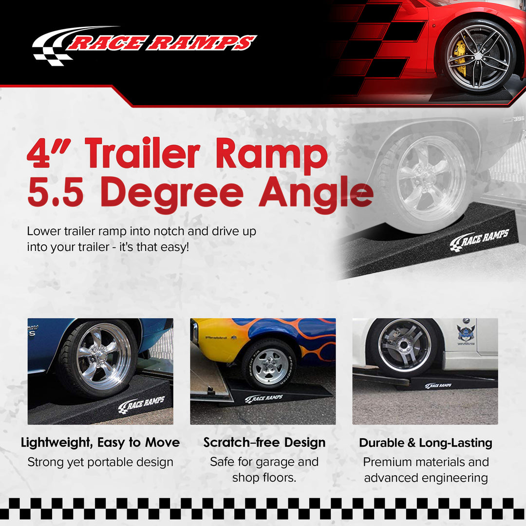 Race Ramps 4" Trailer Ramp Scratch Proof Lightweight Solid Core Design(Open Box)