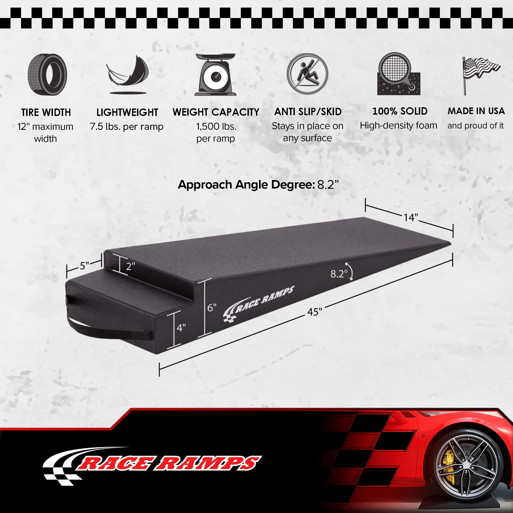 Race Ramps 6" Trailer Ramp Scratch Proof Lightweight Solid Core Design(Open Box) - VMInnovations
