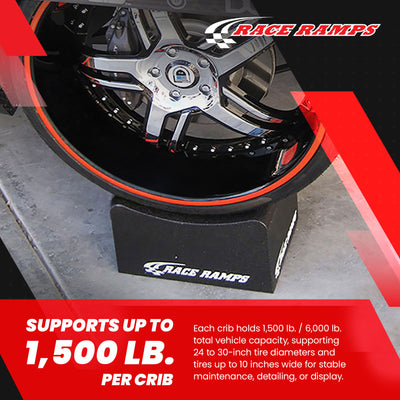 Race Ramps 8 Inch Wheel Cribs for Car Maintenance and Display, RR-WC-8, Black