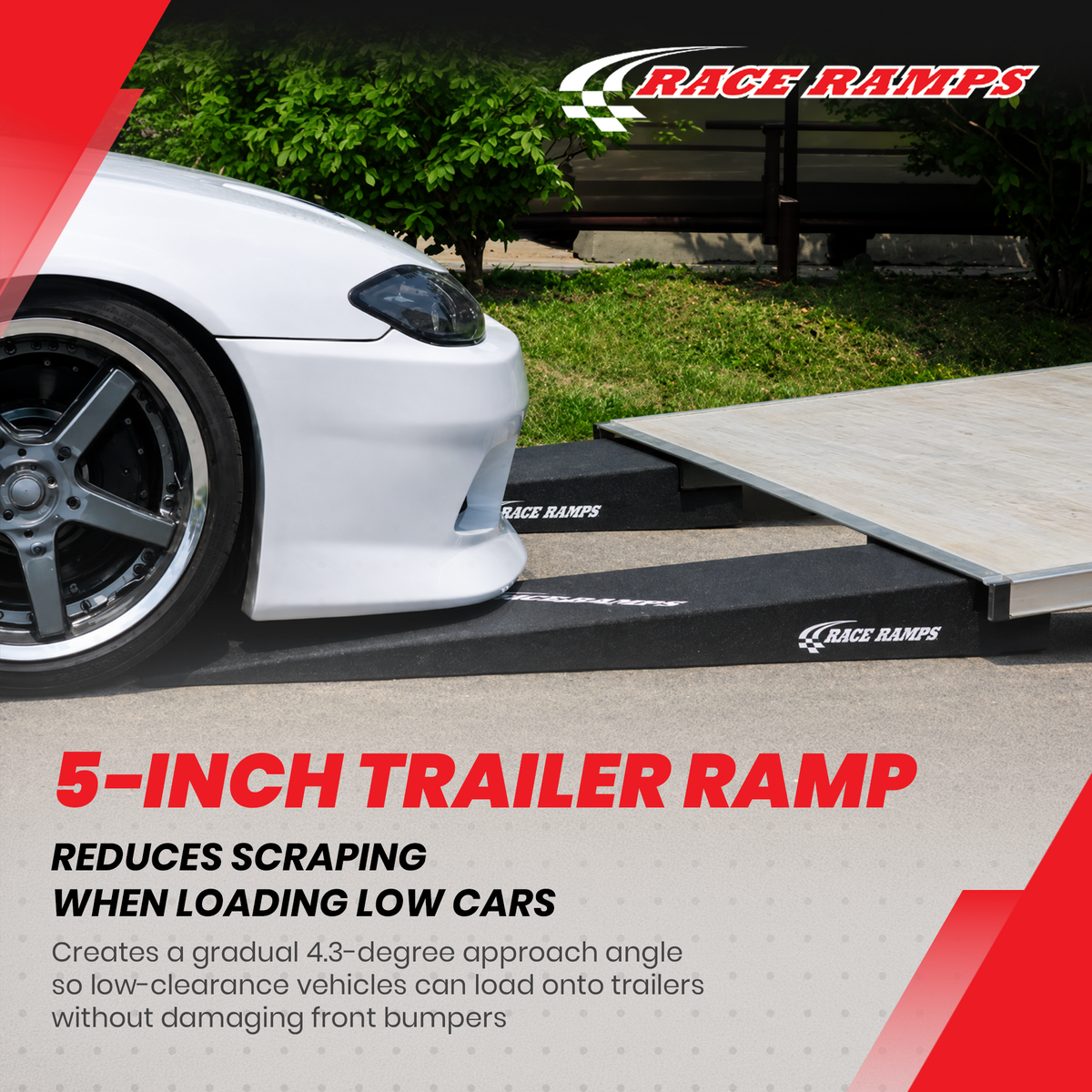 Race Ramps 5" Trailer Ramp Scratch Proof Lightweight Solid Core Design, RR-TR-5 - VMInnovations