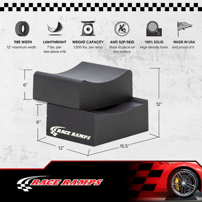 Race Ramps 12" Adjustable Wheel Cribs Car Maintenance Display, RR-WC-12-2, Black