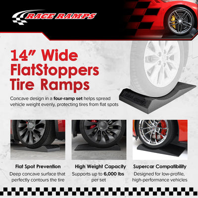 Race Ramps FlatStoppers Tire Saver Ramps for Car Storage 14" Wide 4PK (Open Box) - VMInnovations