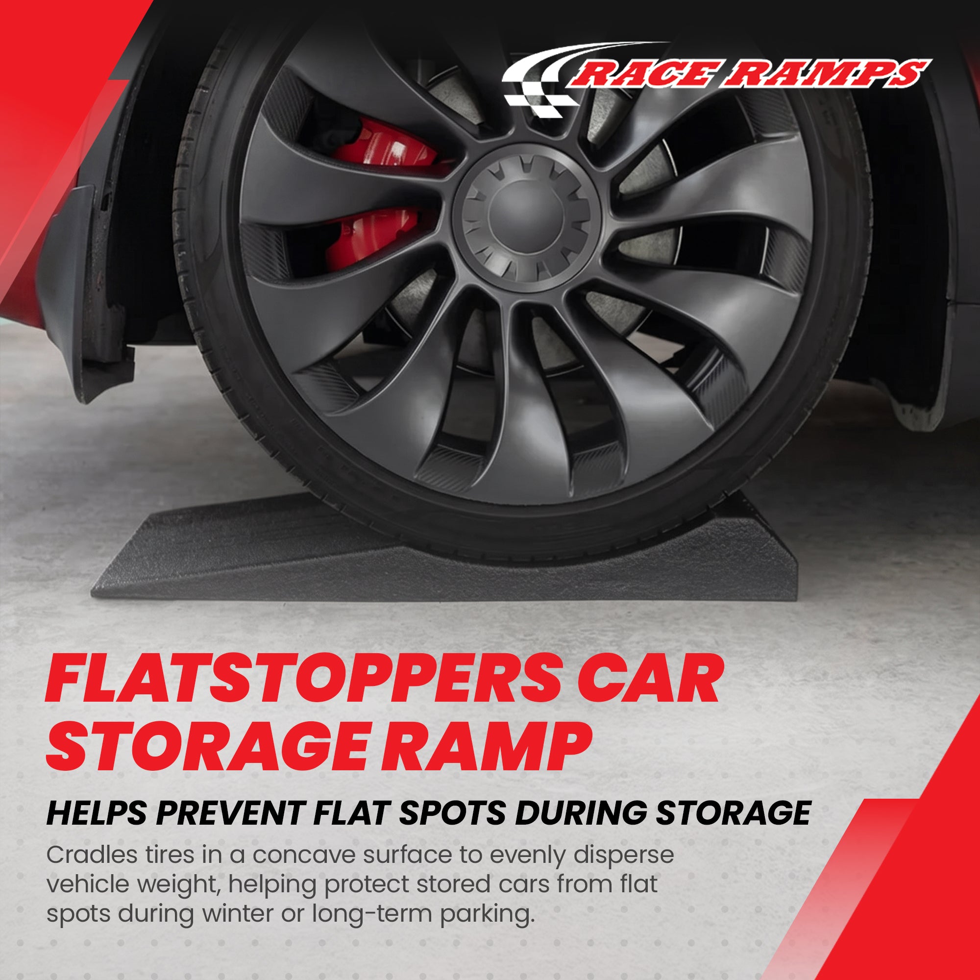 Race Ramps FlatStoppers, Tire Saver Ramps for Car Storage, 14" Wide, Set of 4