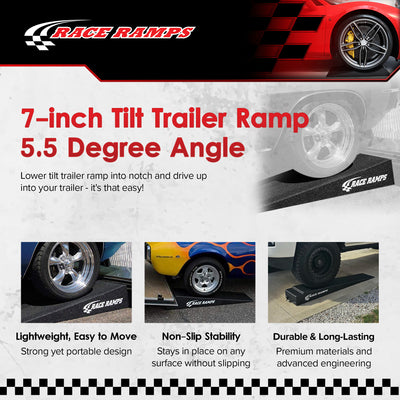 Race Ramps 7" Tilt Trailer Ramp Scratch Proof Lightweight Solid Core, RR-TR-7-TT - VMInnovations