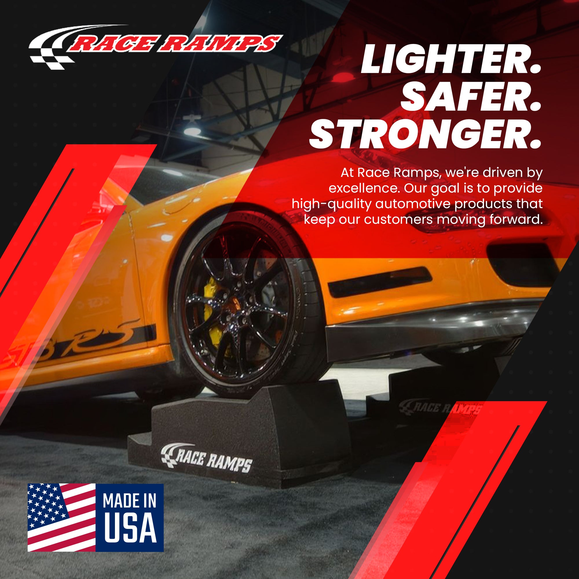Race Ramps Lightweight Car Service Ramps for 10" Lift, Anti-Slip, RR-72-2, Black - VMInnovations