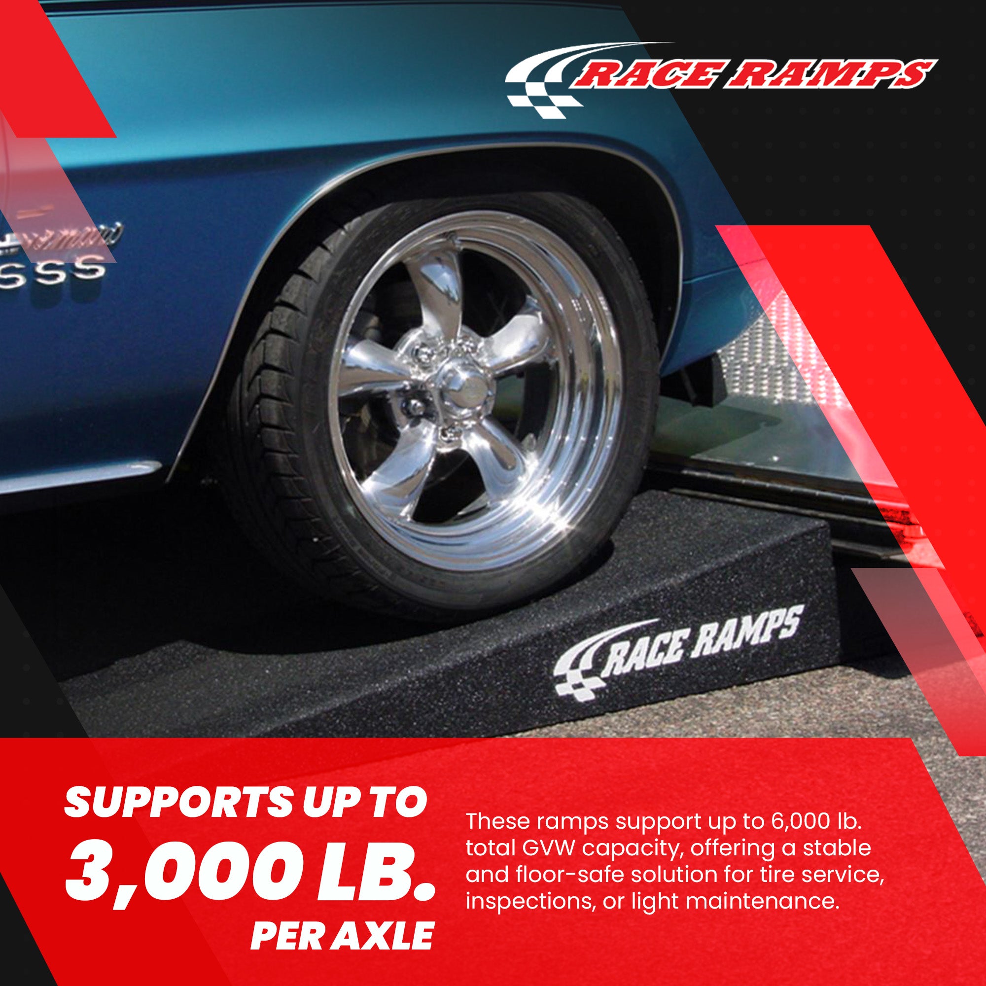 Race Ramps 8" Trailer Ramp Scratch Proof Lightweight Solid Core Design, RR-TR-8