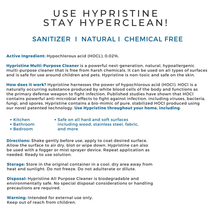 Hypristine Natural Multipurpose Surface Cleaner, 128 fluid Ounce Bottle, 1 Pack
