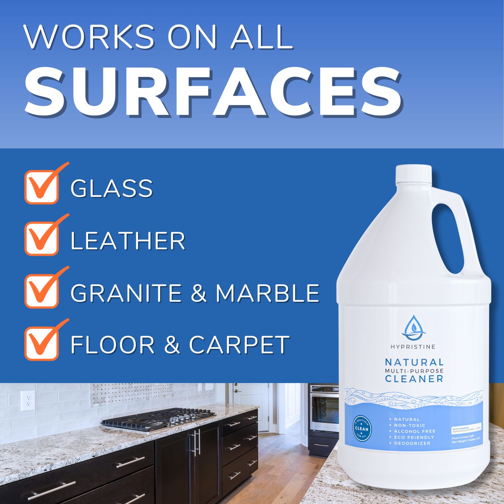 Hypristine Natural Multipurpose Surface Cleaner, 32oz Spray & 4 1 Gallon Bottles - VMInnovations