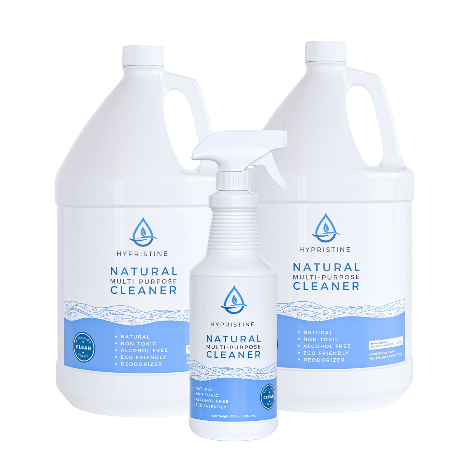 Hypristine Natural Multipurpose Surface Cleaner, 32oz Spray & 2 1 Gallon Bottles - VMInnovations