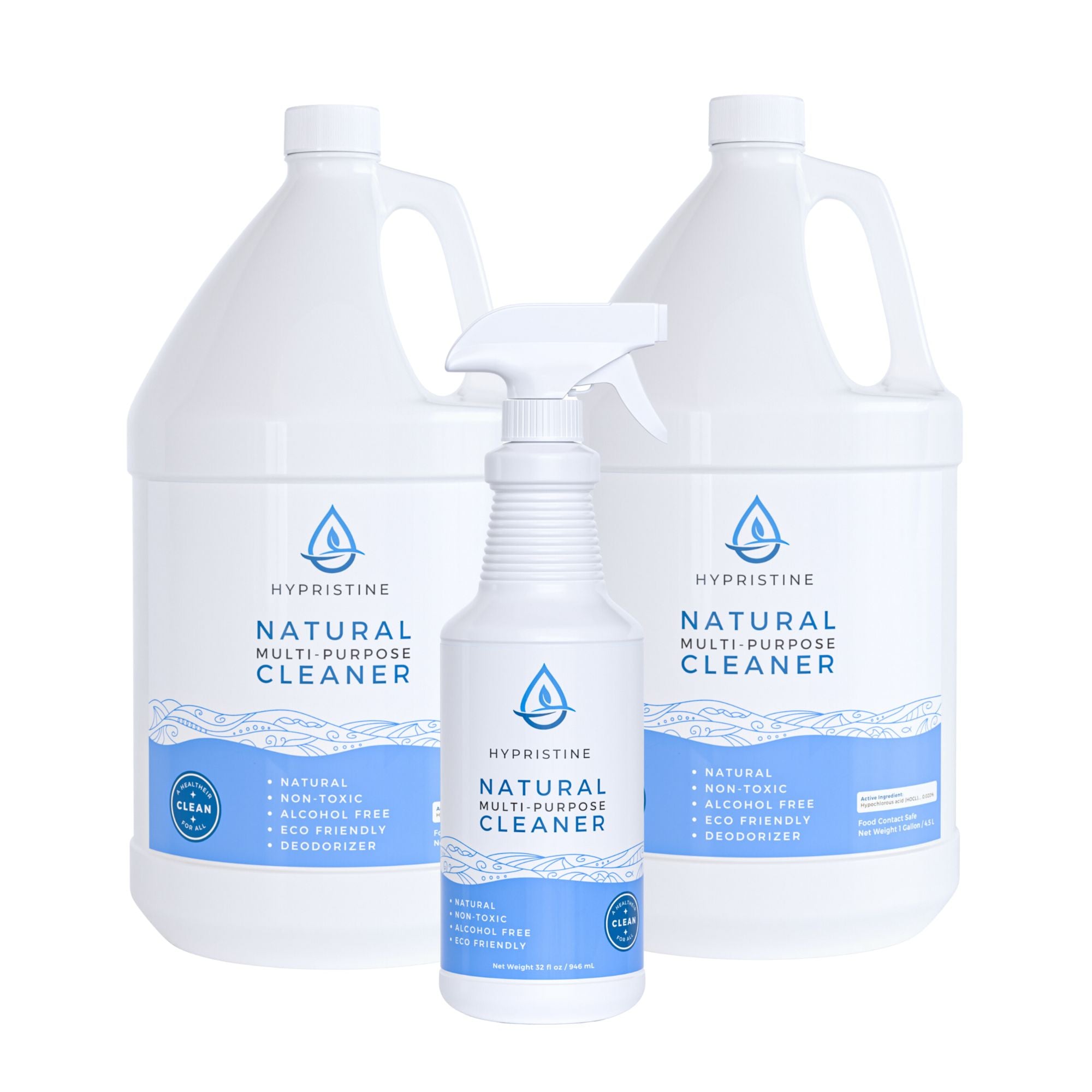 Hypristine Natural Multipurpose Surface Cleaner, 32oz Spray & 2 1 Gallon Bottles - VMInnovations