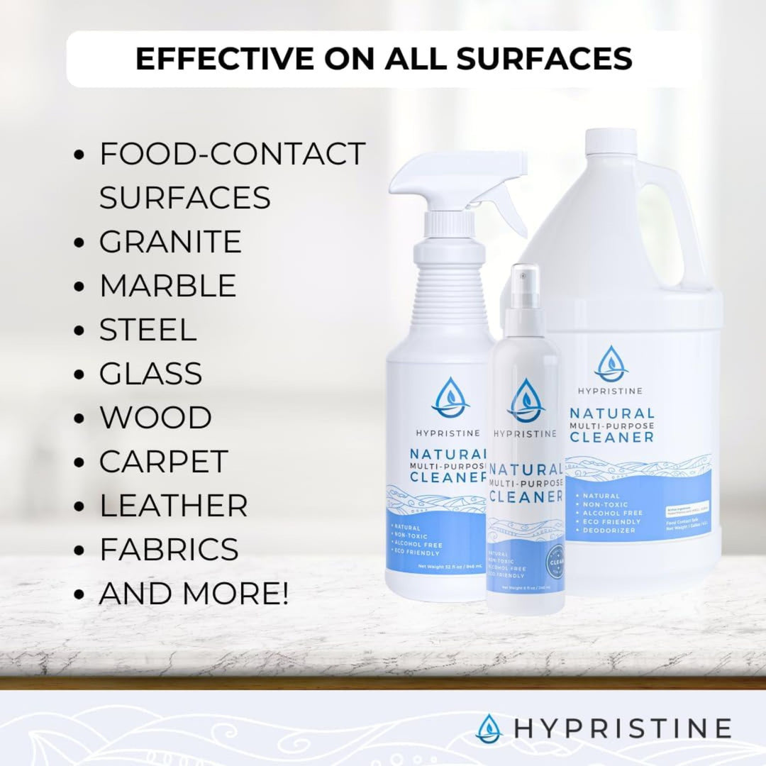Hypristine Natural Multipurpose Surface Cleaner, 32 fl oz Spray Bottles, 4 Pack