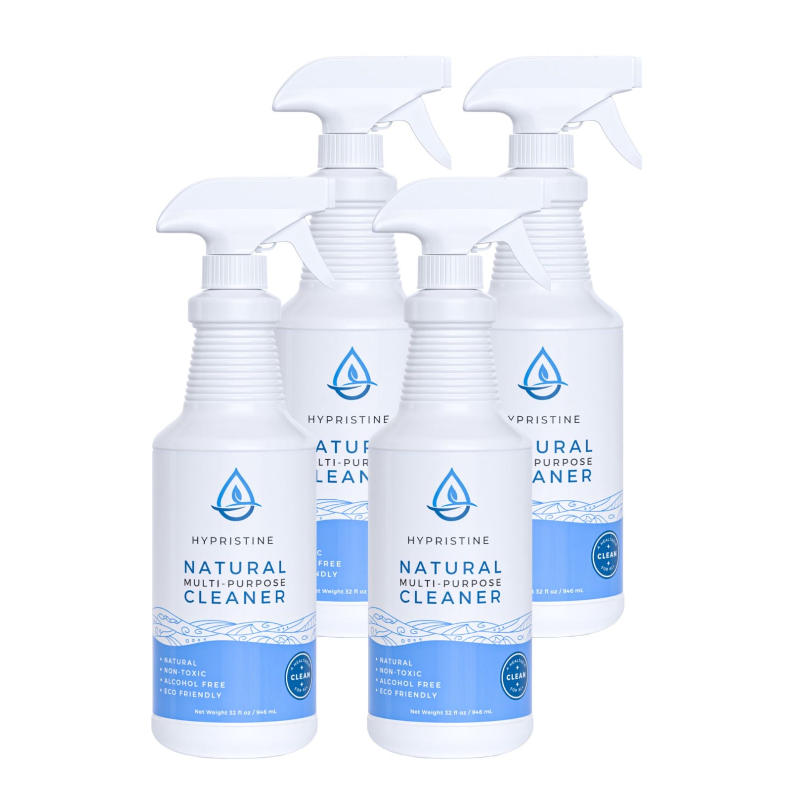 Hypristine Natural Multipurpose Surface Cleaner, 32 fl oz Spray Bottles, 4 Pack - VMInnovations