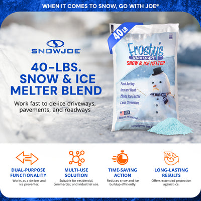 Snow Joe Exclusive Frosty's Nightmare Snow & Ice Melter Blend Pellets - 40 Lb Bag - Ice Remover for Driveway, Concrete, Sidewalk, and Outdoor Spaces - VMInnovations