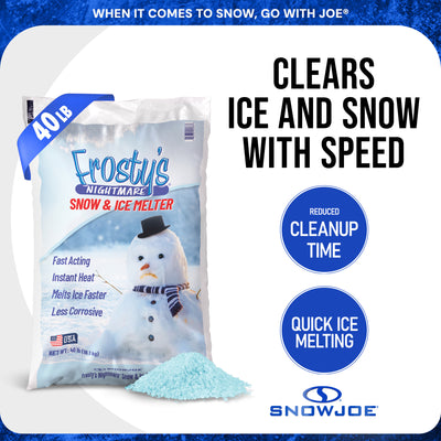 Snow Joe Exclusive Frosty's Nightmare Snow & Ice Melter Blend Pellets - 40 Lb Bag - Ice Remover for Driveway, Concrete, Sidewalk, and Outdoor Spaces - VMInnovations