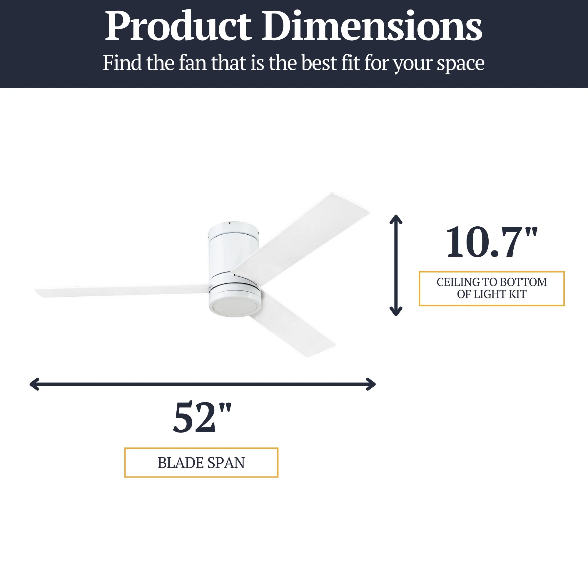 Prominence Home 52" Ceiling Fan, LED Light, Remote, Flush Mount, Espy (Open Box) - VMInnovations