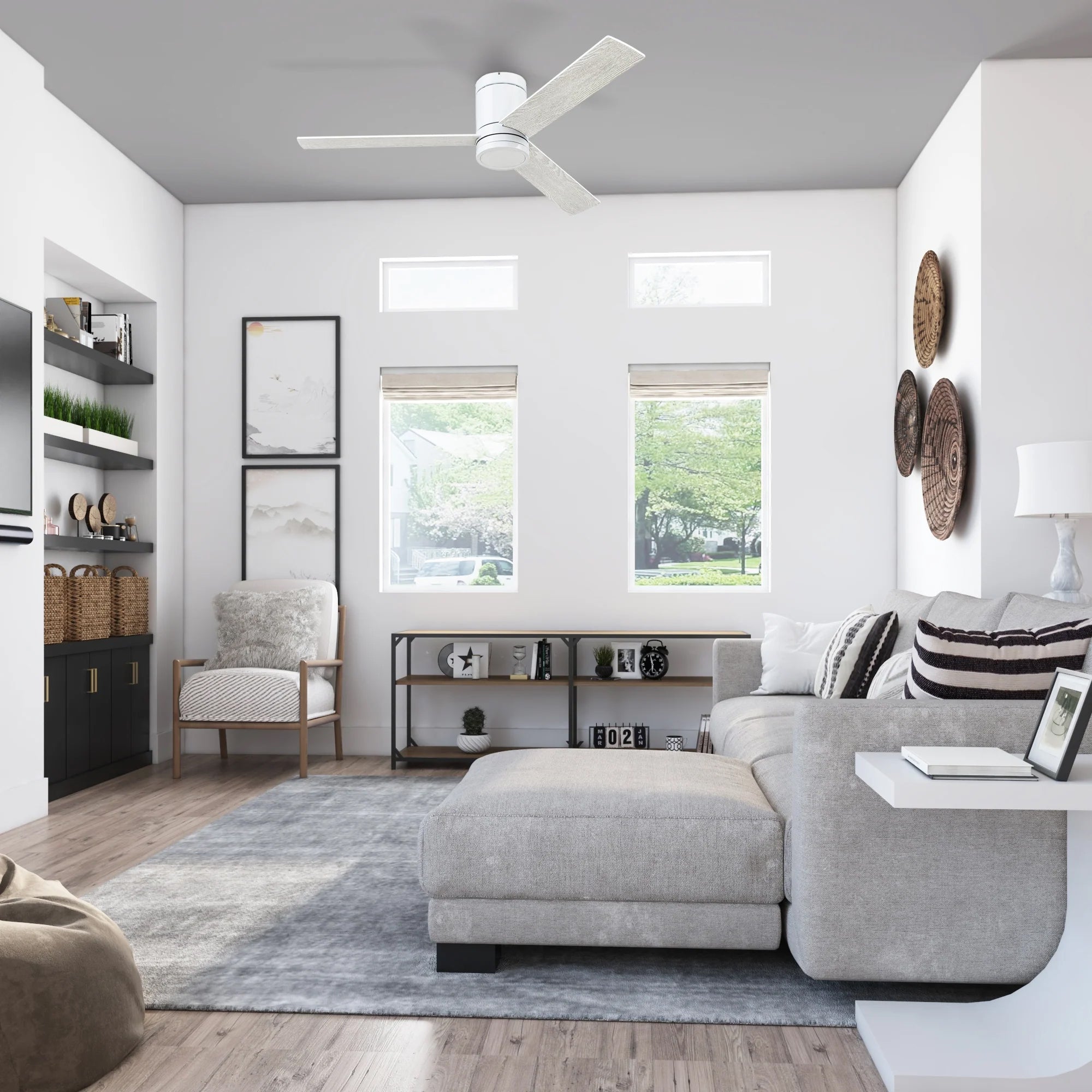 Prominence Home 52" Ceiling Fan, LED Light, Remote, Flush Mount, Espy (Open Box) - VMInnovations
