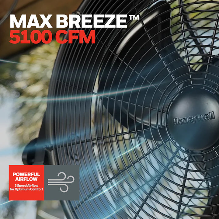 Mule 18 Inch Wall Mount Outdoor Oscillating Wet Rated Airflow Fan, Matte Black