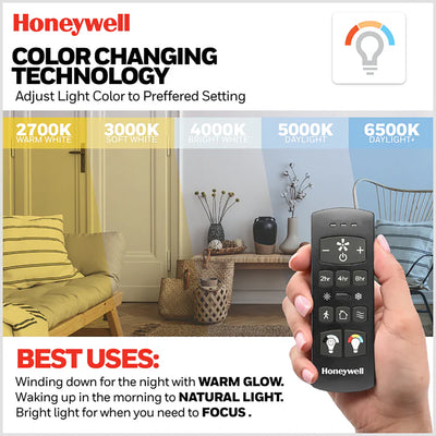 Honeywell 52" Ceiling Fan LED Light Remote Control Indoor Airflow Fixture, White - VMInnovations