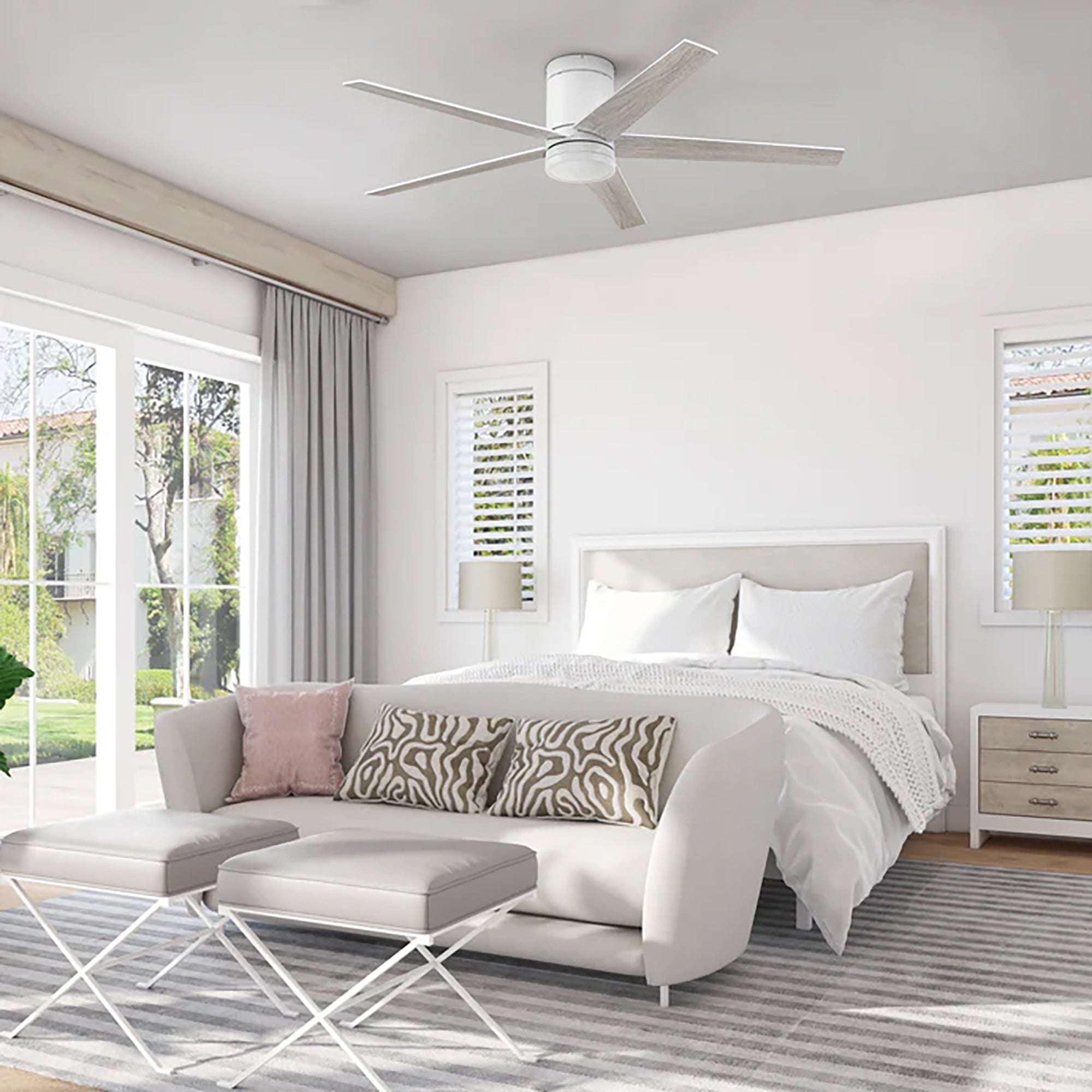 Honeywell 52" Ceiling Fan LED Light Remote Control Indoor Airflow Fixture, White - VMInnovations