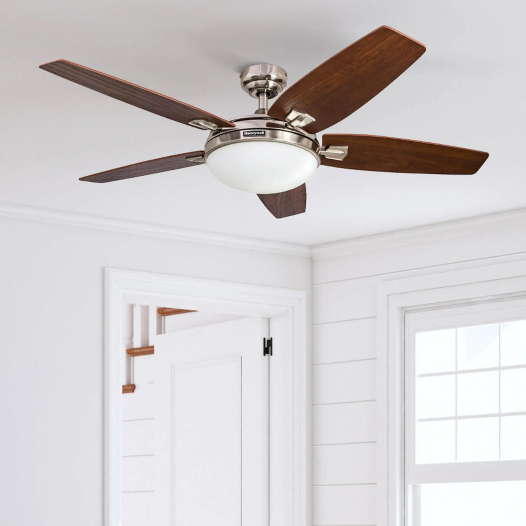 Honeywell Carmel Ceiling Fan, Quiet Motor & Remote Control, 48",Nickel(Open Box)