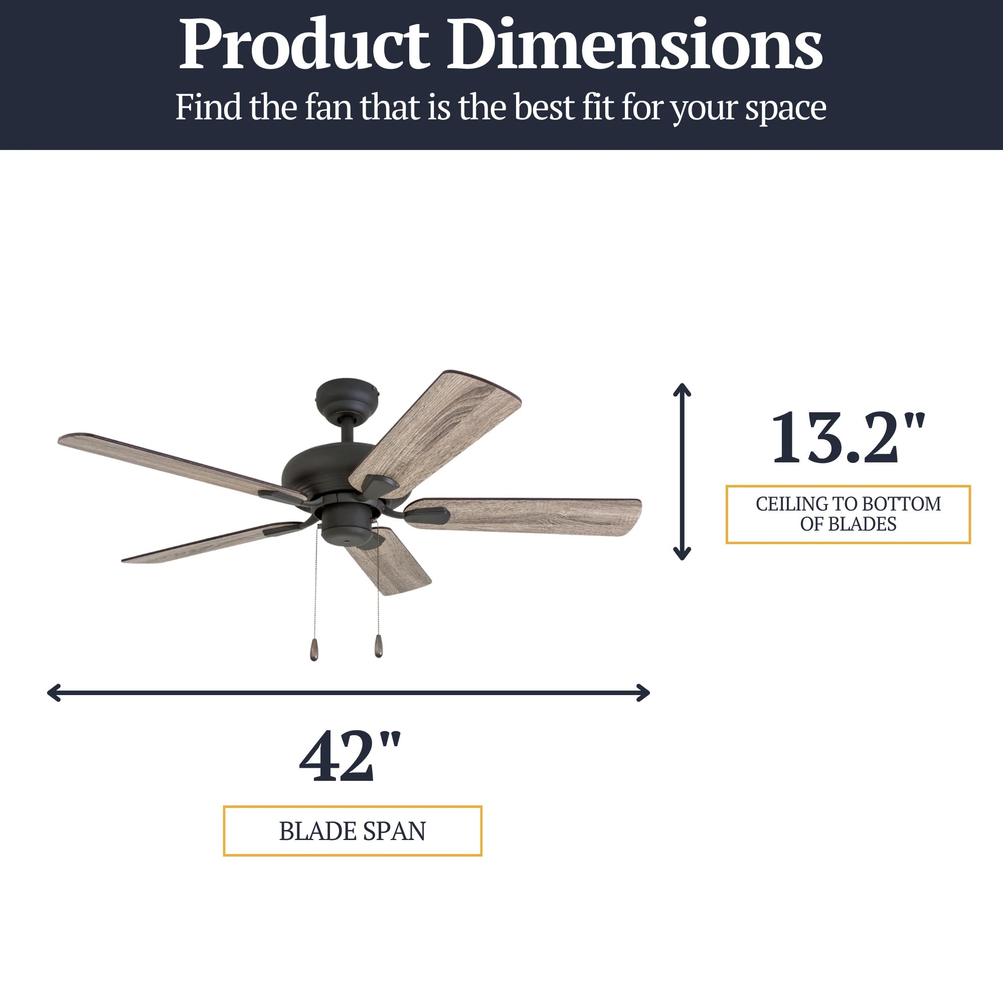 Prominence Home Russwood 42 Inch Farmhouse Ceiling Fan with No Light, Bronze - VMInnovations