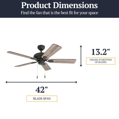 Prominence Home Russwood 42 Inch Farmhouse Ceiling Fan with No Light, Bronze - VMInnovations