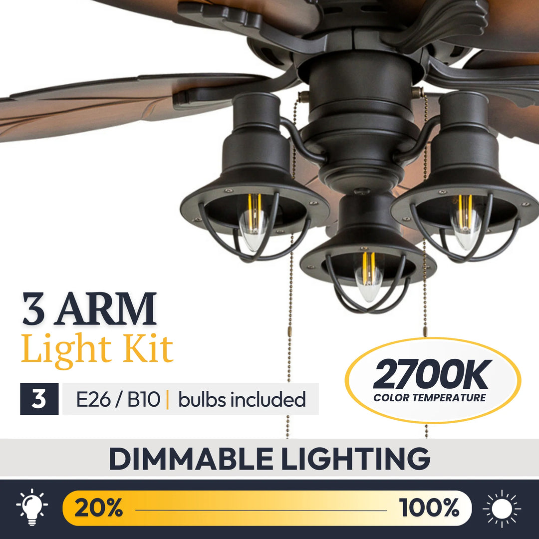 Prominence Home Ocean Crest 52" Tropical Indoor or Outdoor ceiling Fan, Bronze