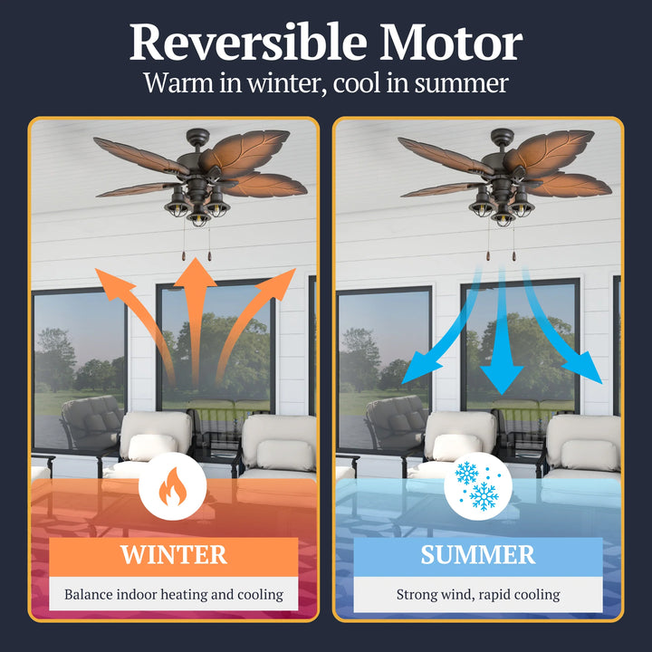 Prominence Home Ocean 52" Tropical Indoor/Outdoor ceiling Fan, Bronze (Open Box) - VMInnovations