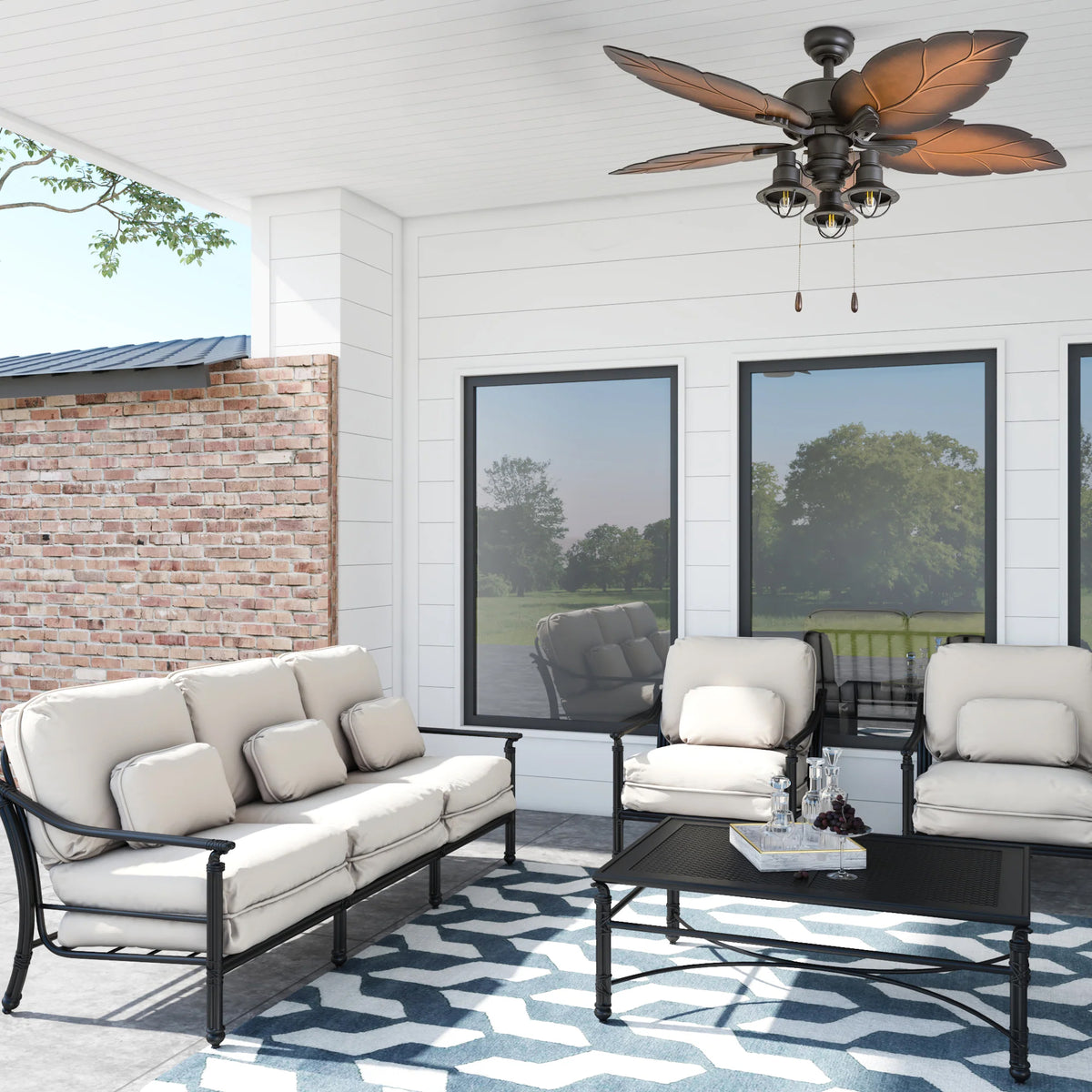 Prominence Home 52" Tropical Indoor or Outdoor ceiling Fan, Bronze (For Parts)