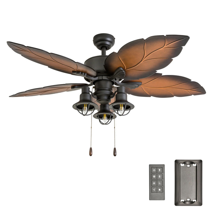 Prominence Home Ocean 52" Tropical Indoor/Outdoor ceiling Fan, Bronze (Open Box) - VMInnovations