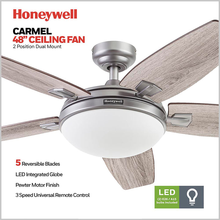 Honeywell Carmel Ceiling Fan, Quiet Motor and Remote Control, 48" (Open Box)