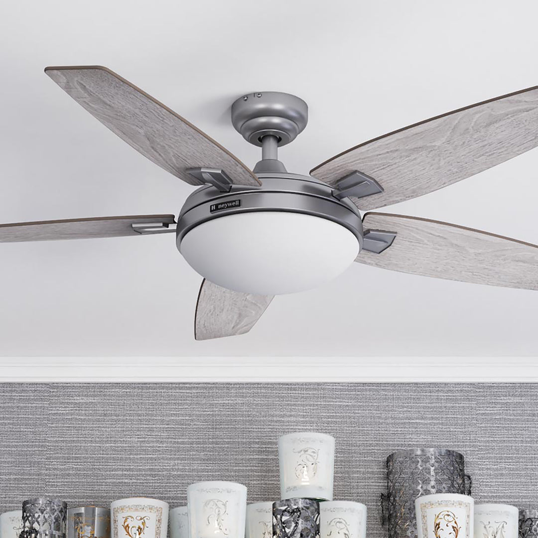 Honeywell Carmel Ceiling Fan, Quiet Motor and Remote Control, 48", Matte Nickel