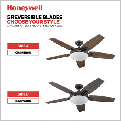 Honeywell Carmel Ceiling Fan, Quiet Motor and Remote Control, 48", Bronze (Used) - VMInnovations