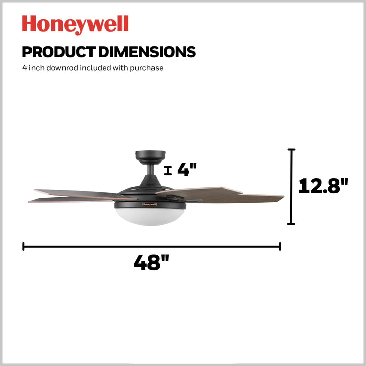 Honeywell Carmel Ceiling Fan, Quiet Motor and Remote Control, 48 Inch (Open Box)