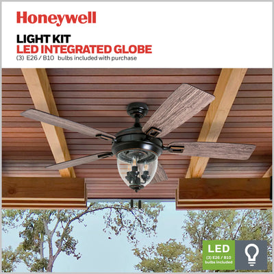 Honeywell Glencrest Ceiling Fan, Quite Motor and Pull Chain Control, 52", Bronze (For Parts)