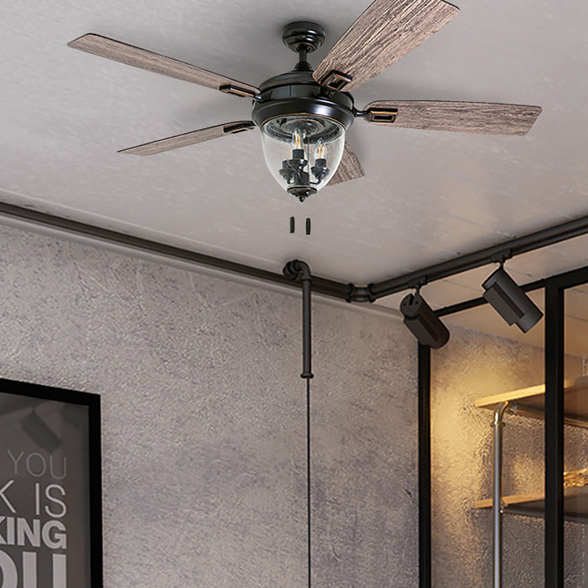Honeywell Glencrest Ceiling Fan, Quite Motor/Pull Chain Control, 52"(For Parts)