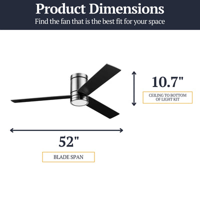 Prominence Home 52" Ceiling Fan, LED Light, Remote, Flush Mount, Espy, Gun Metal - VMInnovations