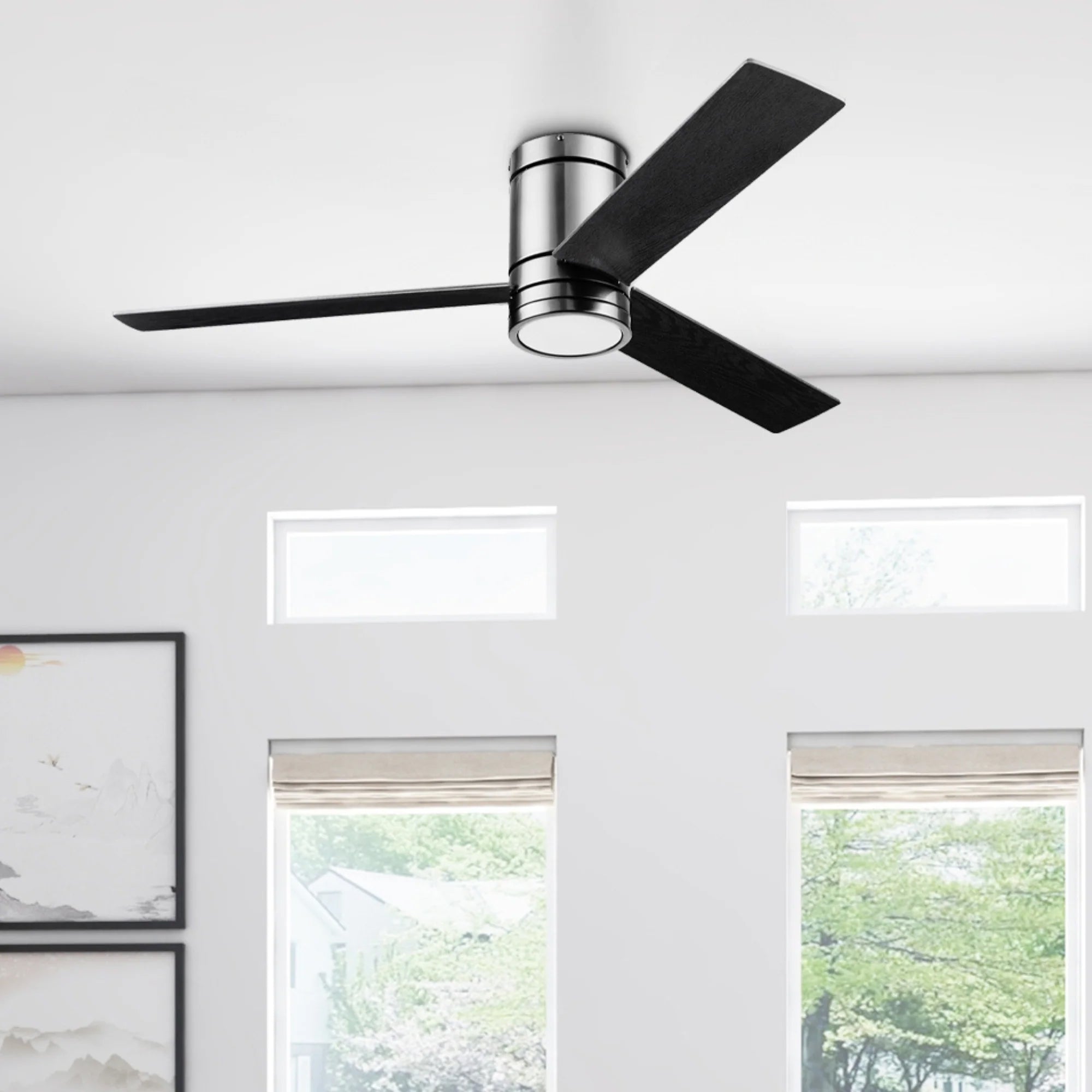 Prominence Home 52" Ceiling Fan, LED Light, Remote, Flush Mount, Espy, Gun Metal - VMInnovations