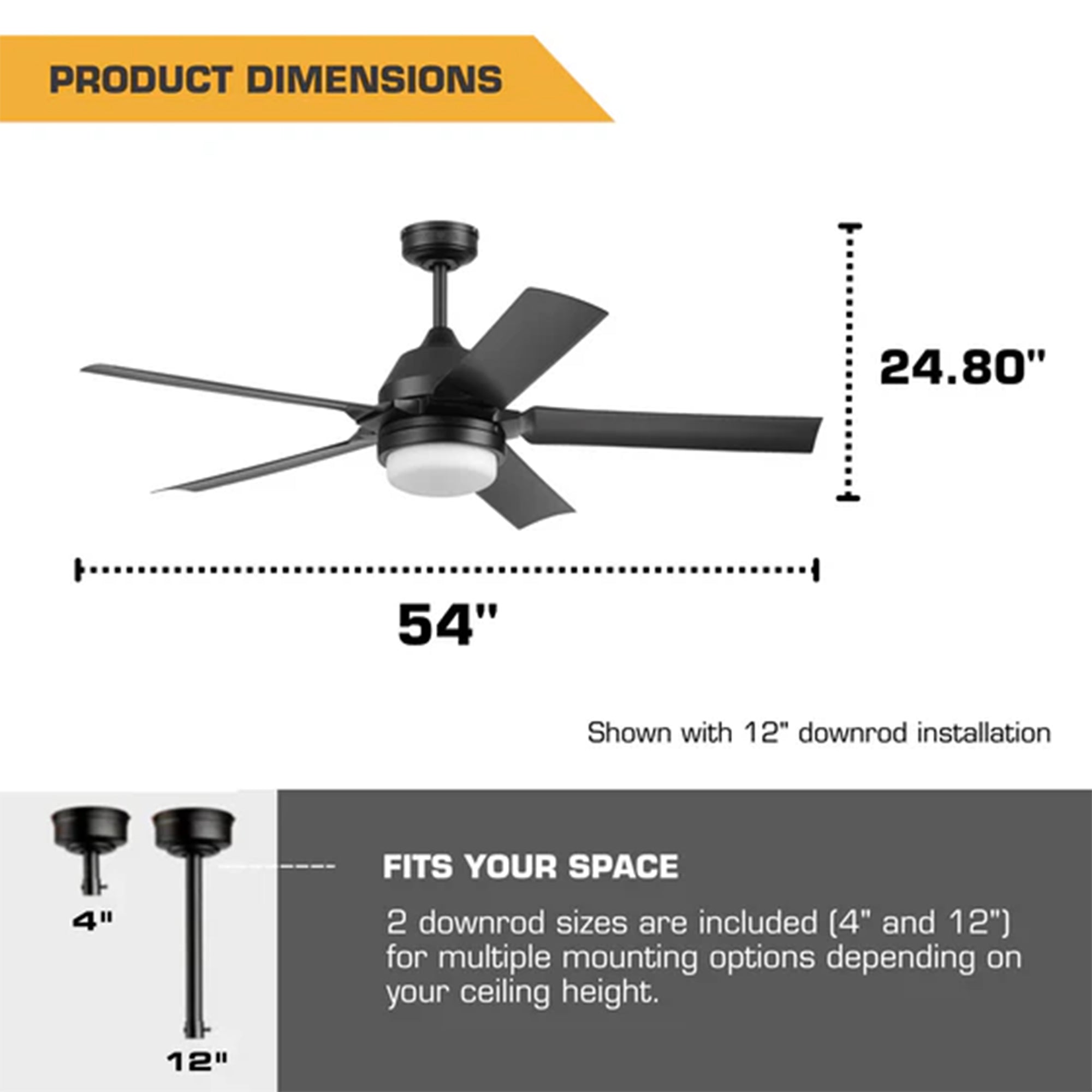 Mule 54 In Outdoor Ceiling Fan with Light, Remote Control & 5 Blades (Open Box)