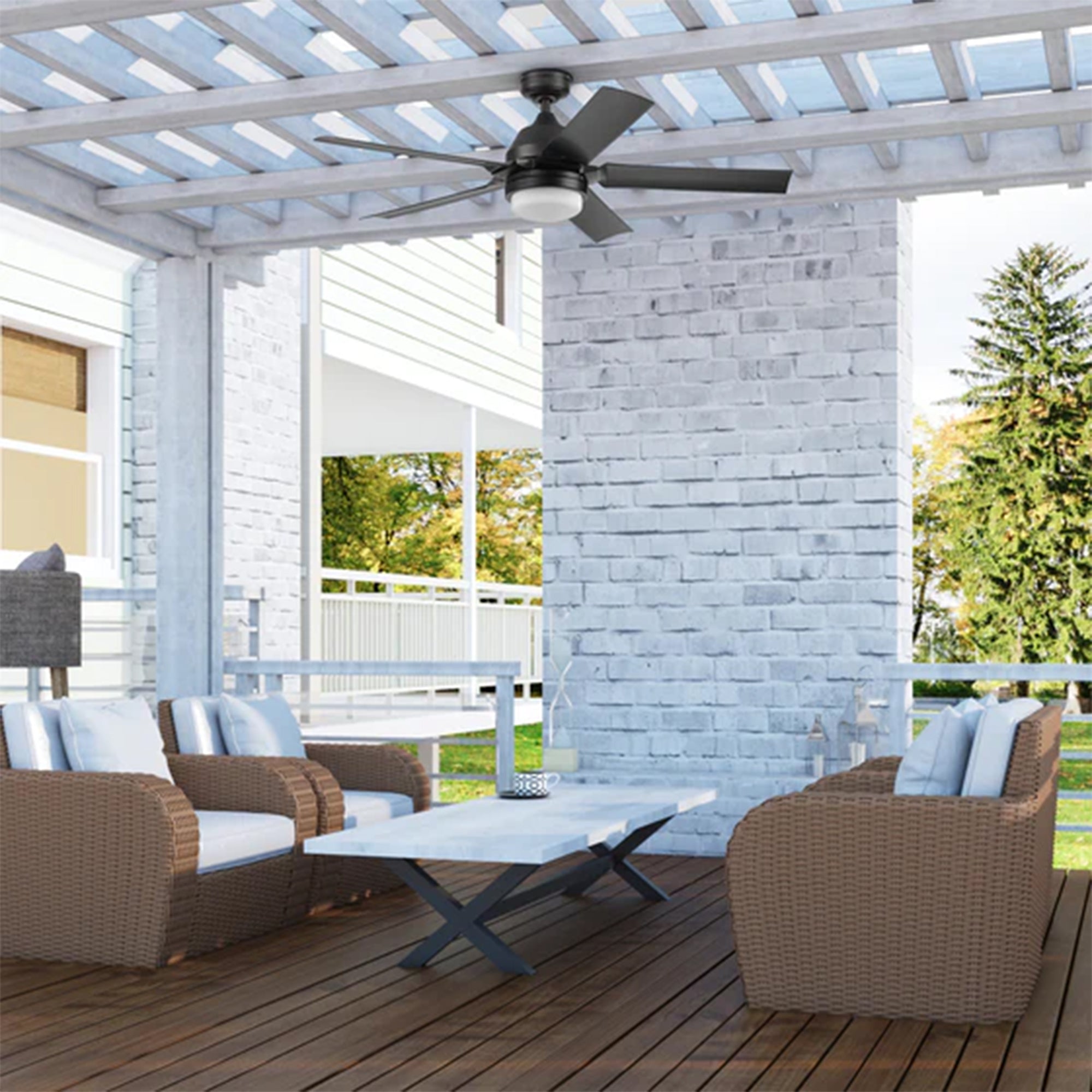 Mule 54 In Outdoor Ceiling Fan with Light, Remote Control & 5 Blades (Open Box)