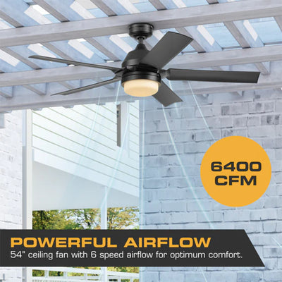 Mule 54 In Outdoor Ceiling Fan with Light, Remote Control & 5 Blades (Open Box)
