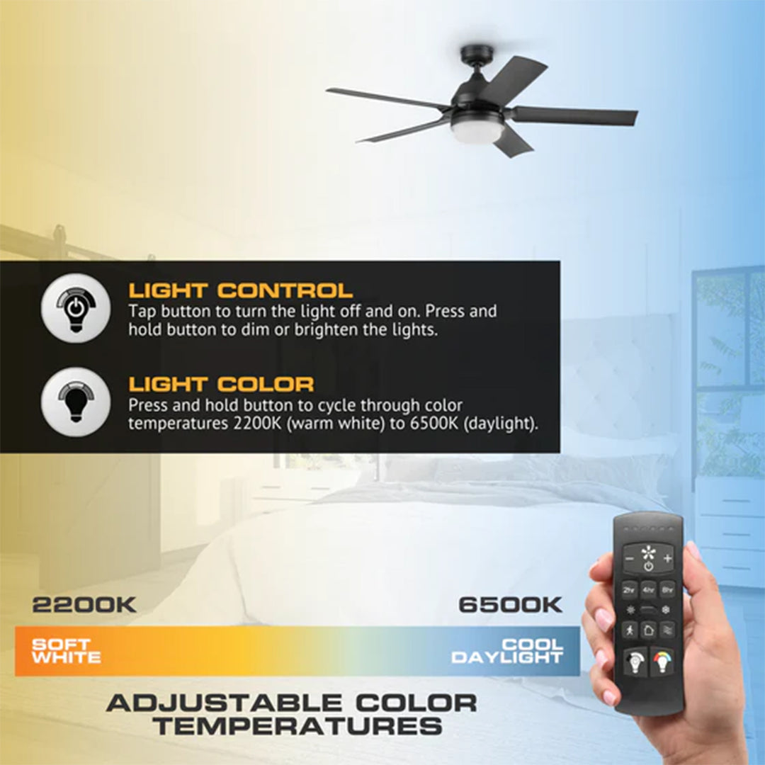 Mule 54 Inch Outdoor Ceiling Fan with Light, Remote Control and 5 Blades, Black